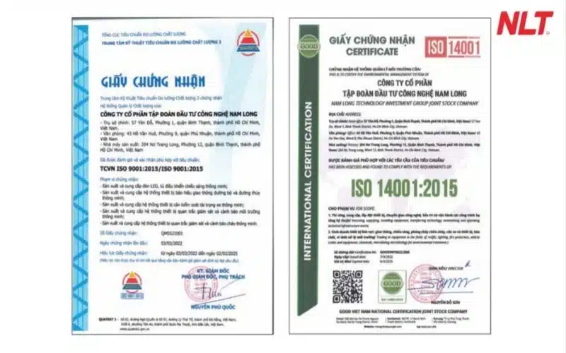Giấy chứng nhận đạt tiêu chuẩn ISO của công ty