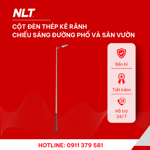 Cột đèn kẻ rãnh chiếu sáng đường phố và sân vườn