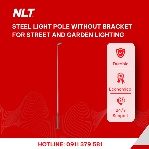 Steel light pole without bracket