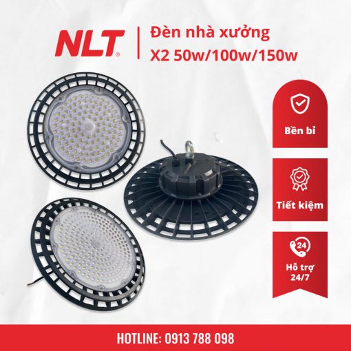 Đèn LED xưởng UFO nguồn tròn X2 100W/ 150W/ 200W