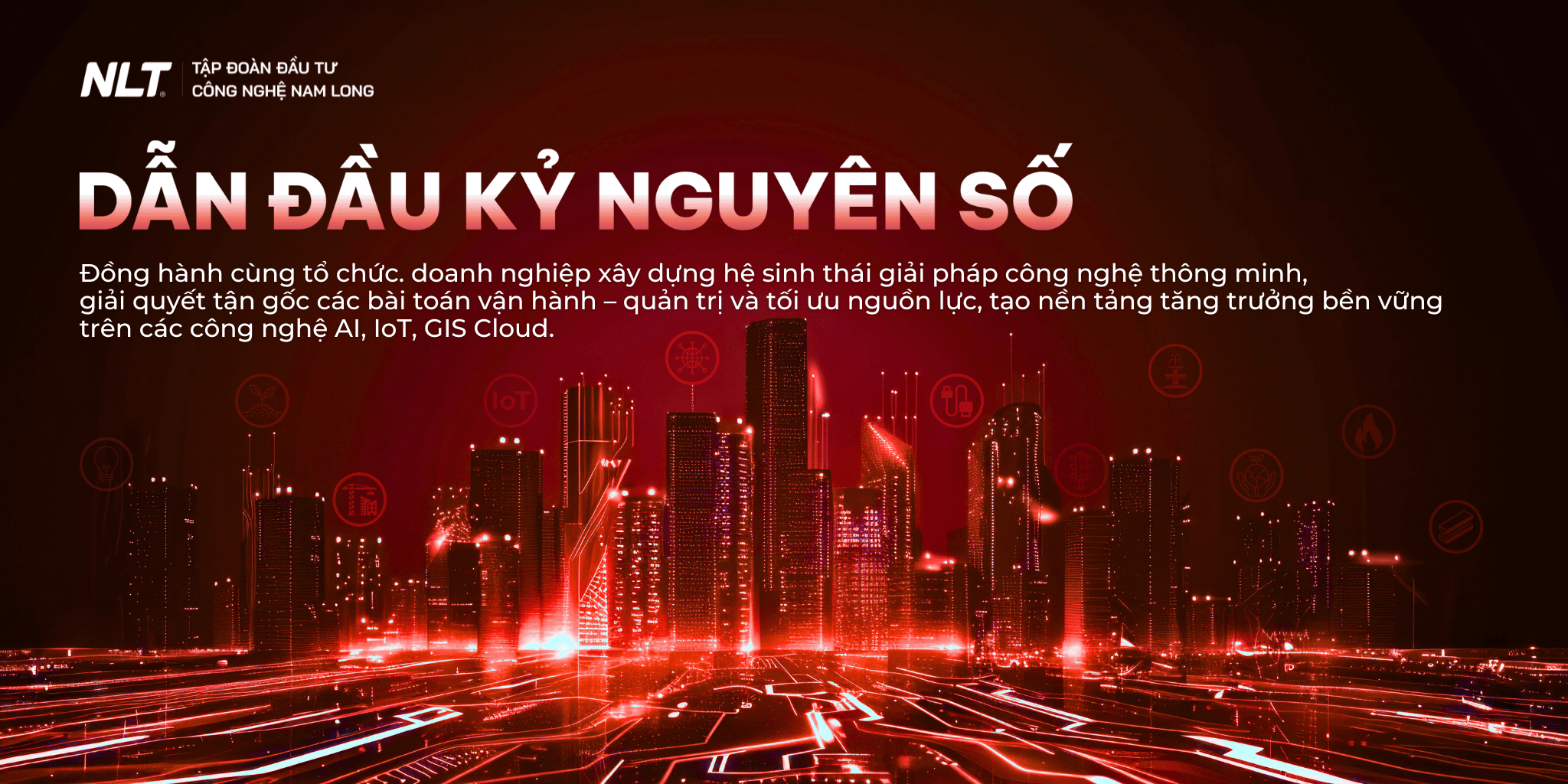 Banner trang chủ website NLT Group - Công nghệ tiên phong, đồng hành phát triển