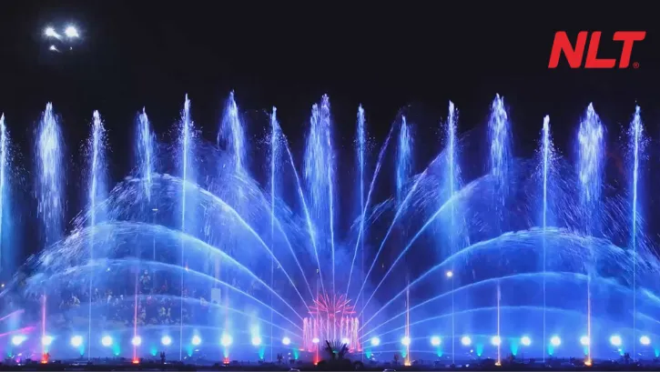 Hiệu ứng nhạc nước nghệ thuật được NLT Group thiết kế theo cấu trúc phun và điều khiển đồng bộ