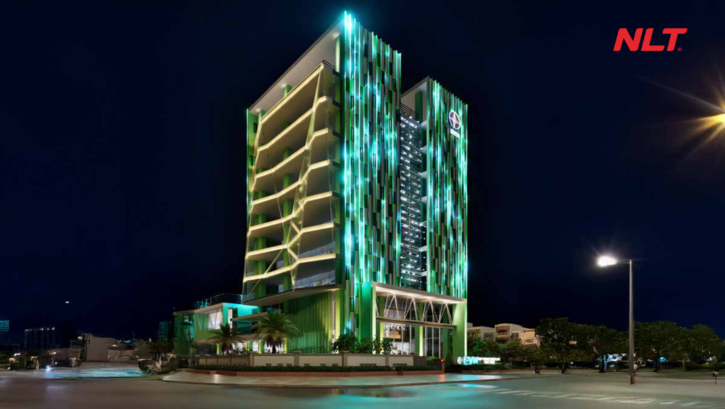 Chiếu sáng theo chuẩn ESG nhấn mạnh hình khối kiến trúc và nhận diện thương hiệu ban đêm