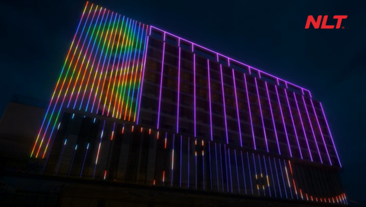 Đèn LED tuyến tính cấu hình theo mặt dựng giúp tòa nhà nổi bật và tạo hiệu ứng ánh sáng đồng bộ