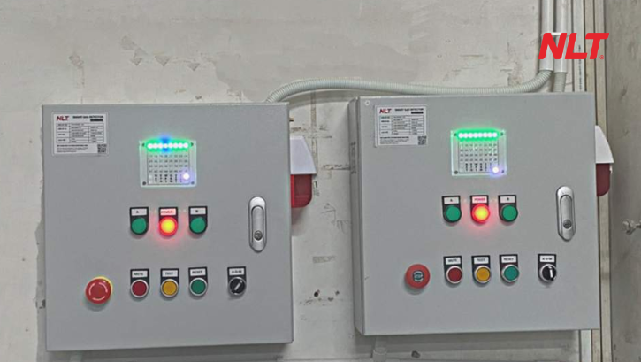 Mô phỏng tủ điều khiển smart gas và nút điều khiển giúp giám sát và xử lý an toàn trong hệ thống smart gas